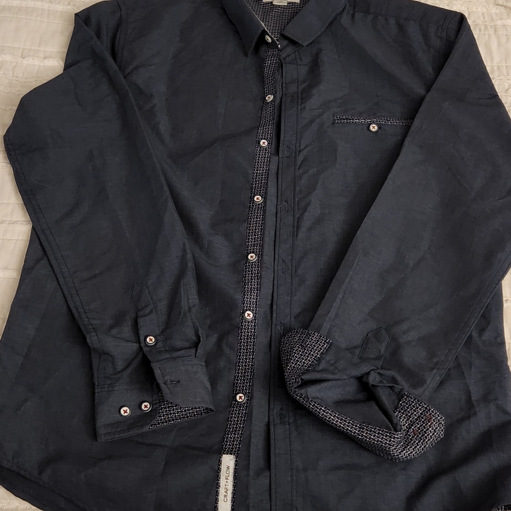 Long sleeves shirt for men, large , blue jeans color (grayish), Craft+Flow brand